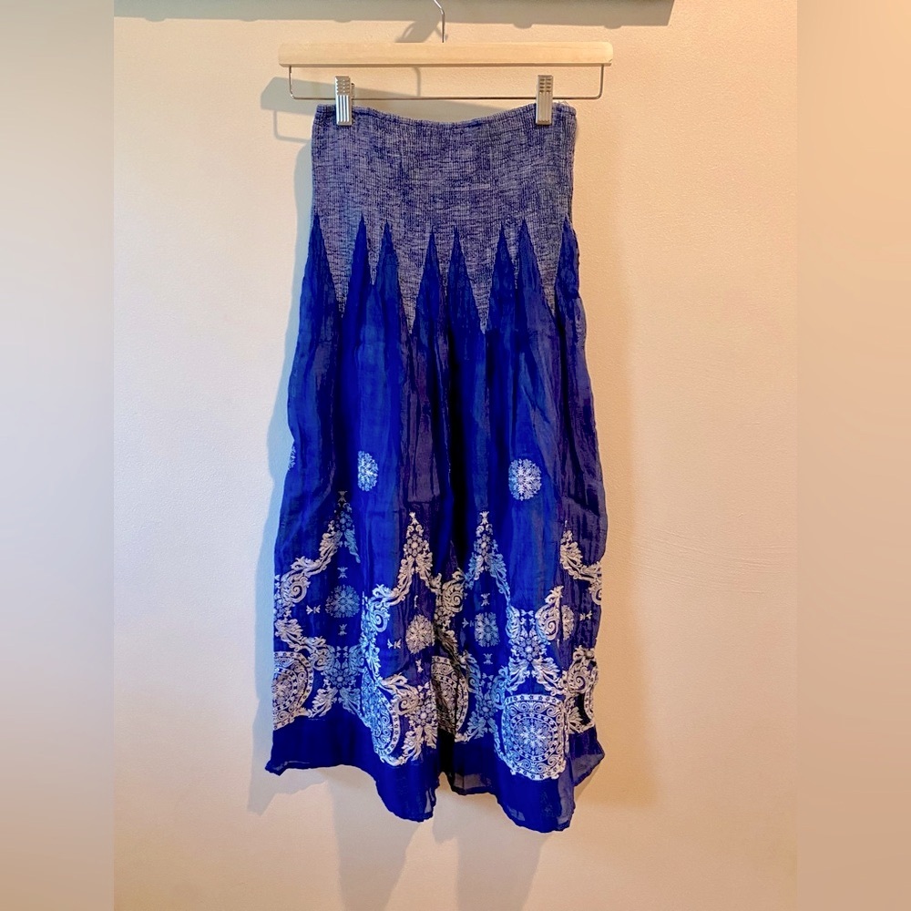 Lapis Blue Embellished Maxi Skirt